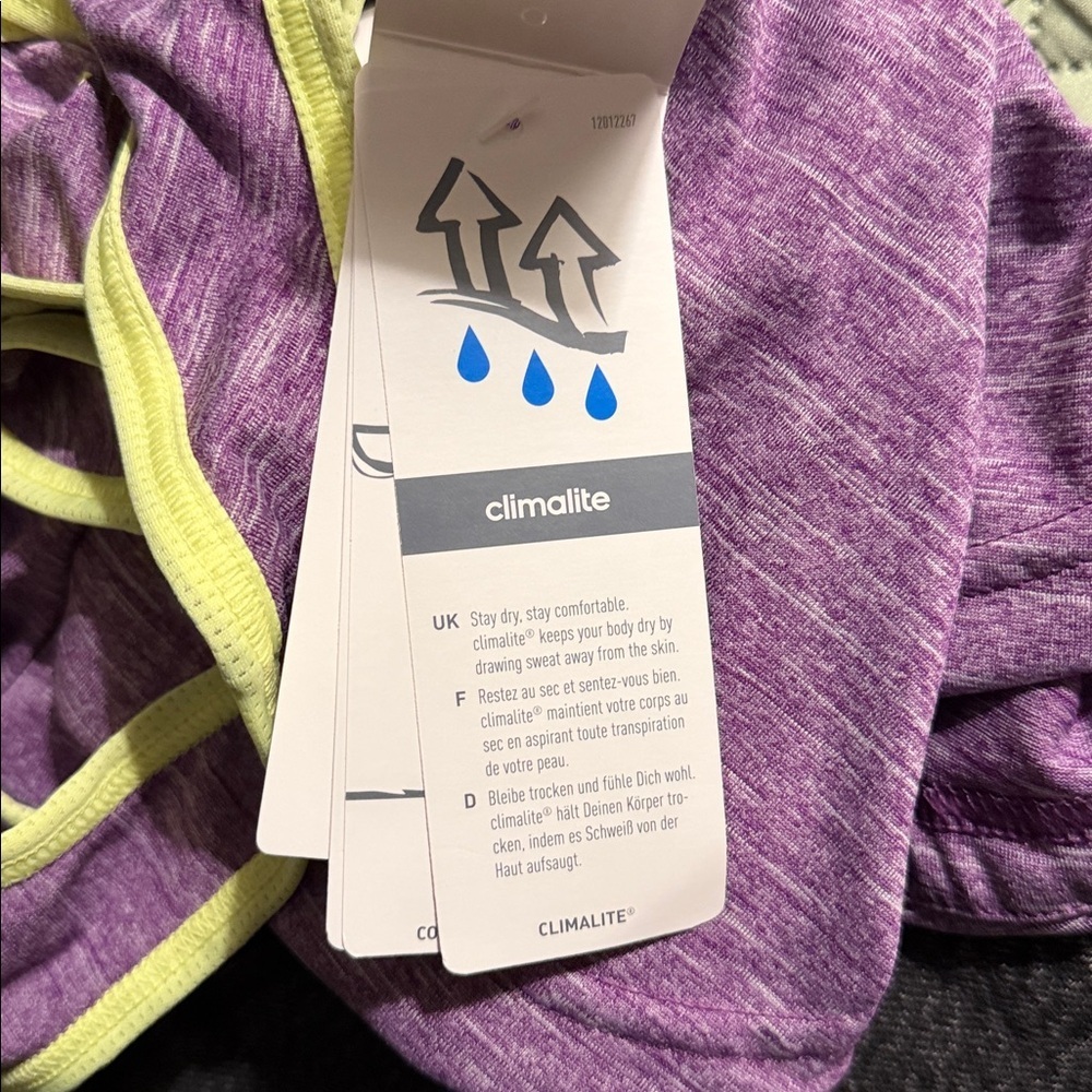 Adidas Climalite Tank “Baby Bro”Purple Heather with bright yellow trim - Picture 10 of 11